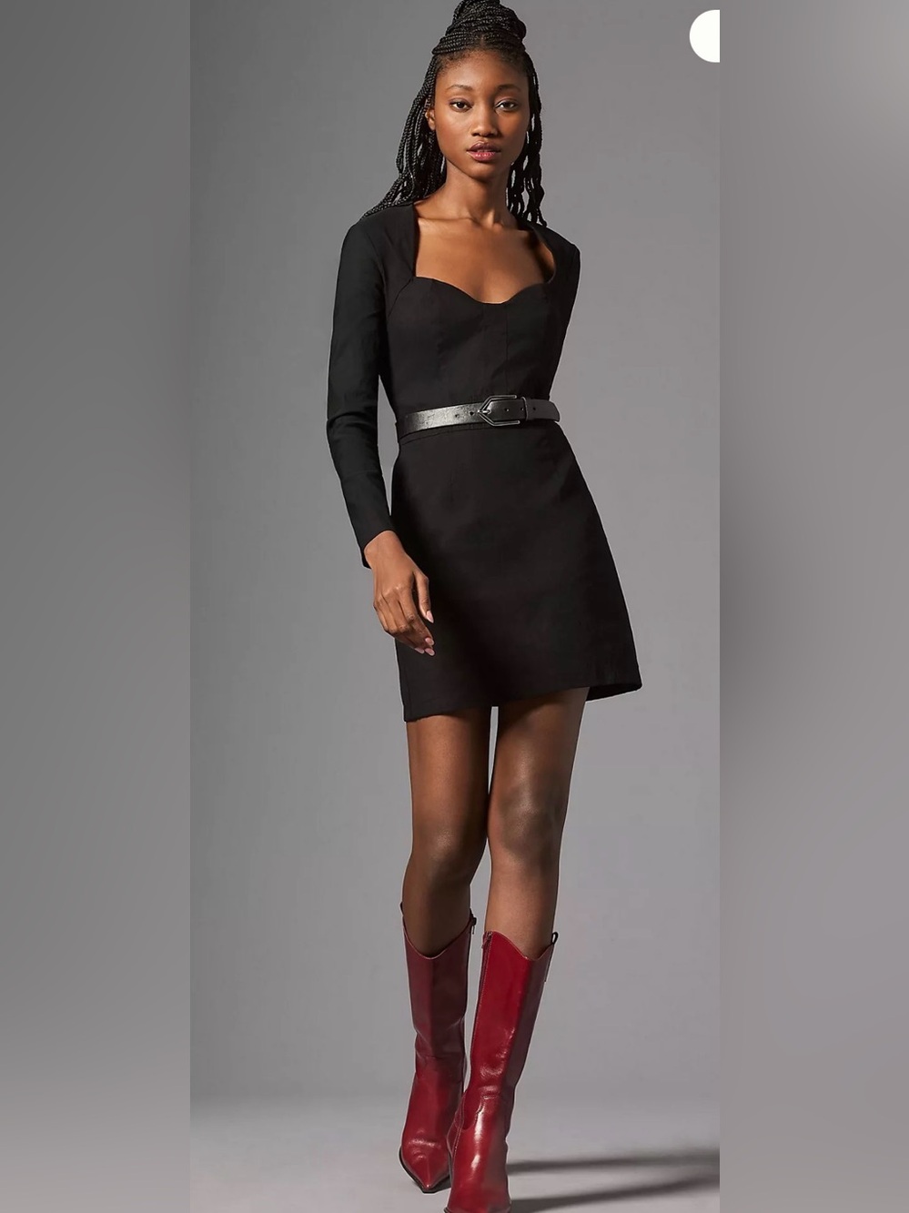 Anthropologie Long Sleeve Sweetheart Slim Mini Dress, Size 4, NWT